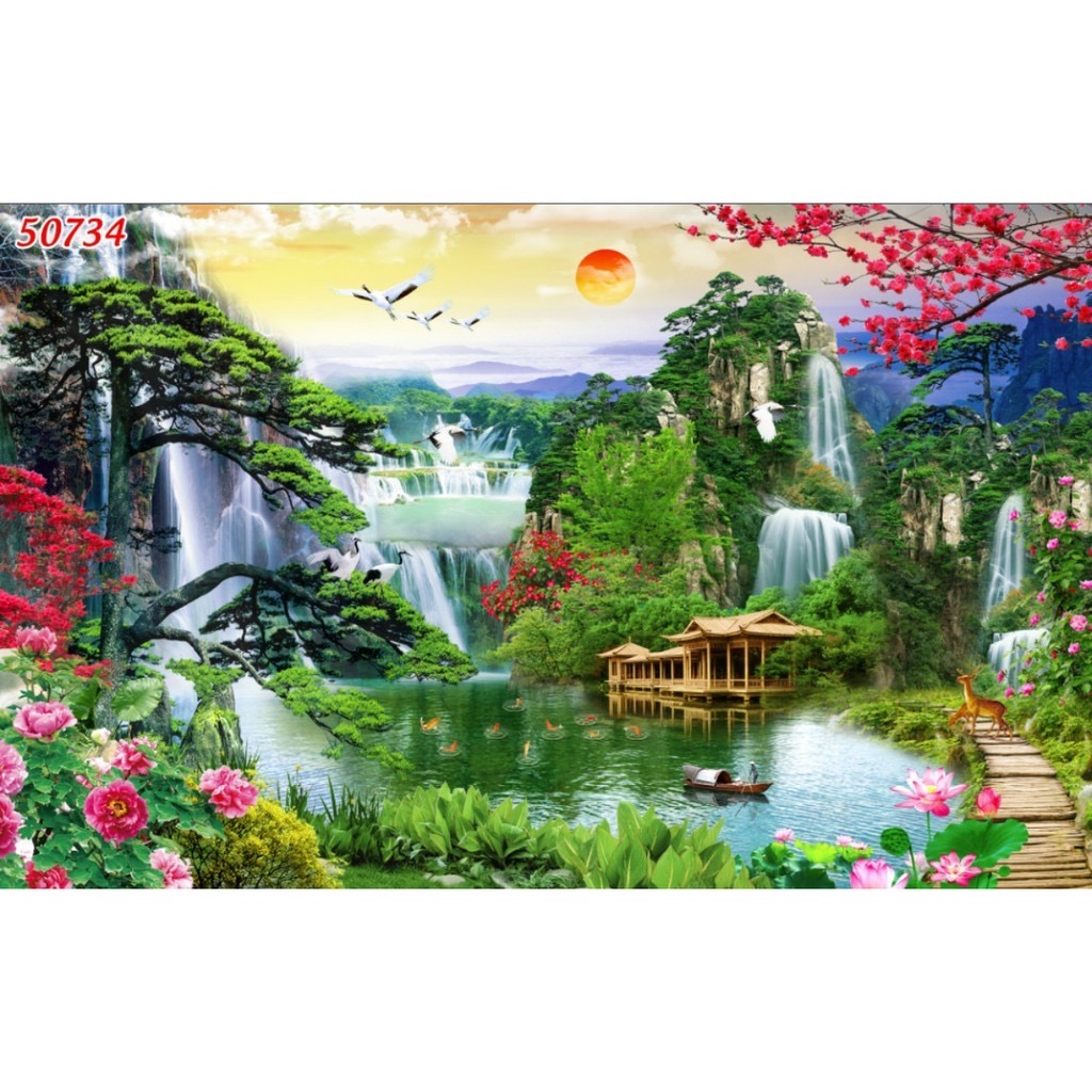 Tranh dán tường 3D Phòng Khách/Thiên Nhiên Giao Hòa, 404(Đã tích hợp sẵn keo)