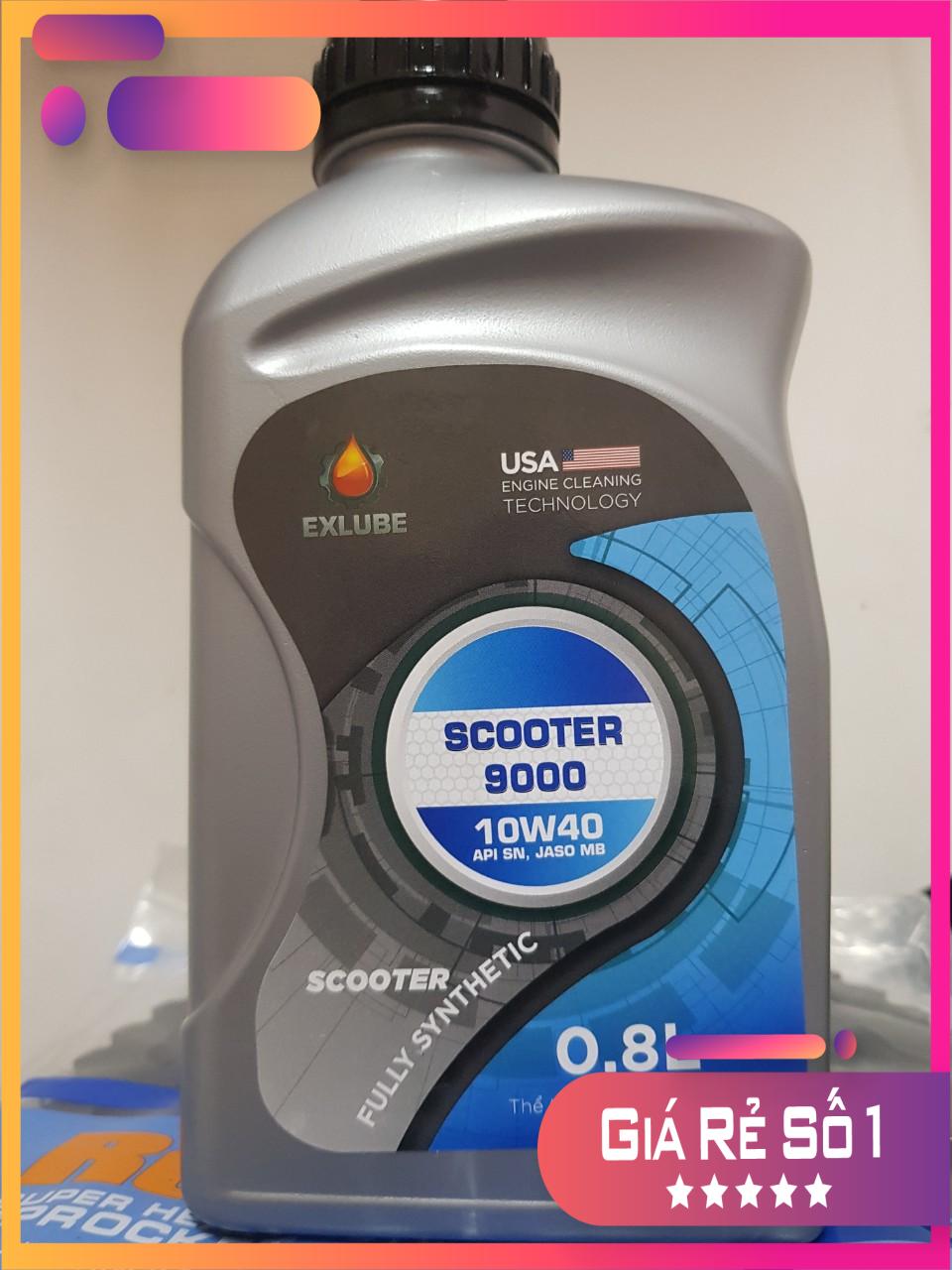 [FULLY] Nhớt Ex Scooter 9000 ultra xe tay ga 10W40 tổng hợp total 100% chai 800ml, nhớt  Ex Scooter 9000 10W40 cho xe tay ga 0.8 L
