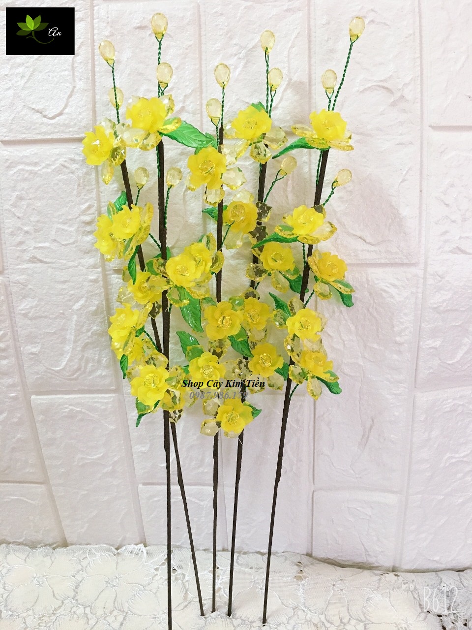 Cành mai, đào pha lê đá làm sẵn dài 40-45cm ( có 5 mẫu lựa chọn)
