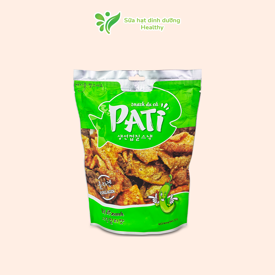 Snack Da Cá PATI Cao Cấp Vị Ớt Xanh (Gói 50g)