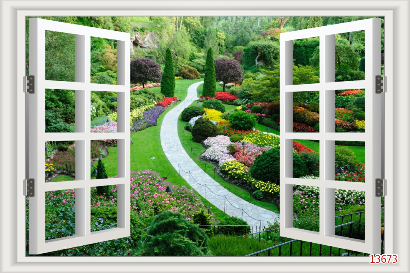 Tranh dán tường 3d khung cửa sổ trang trí nhà cửa phòng khách phòng ngủ chất liệu decal pp keo sẵn bóc dán PA