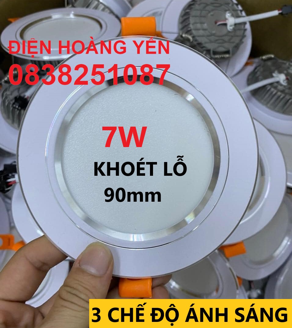 [HCM]Bộ 10 đèn led âm trần viền bạc 7w 3 CHẾ ĐỘ