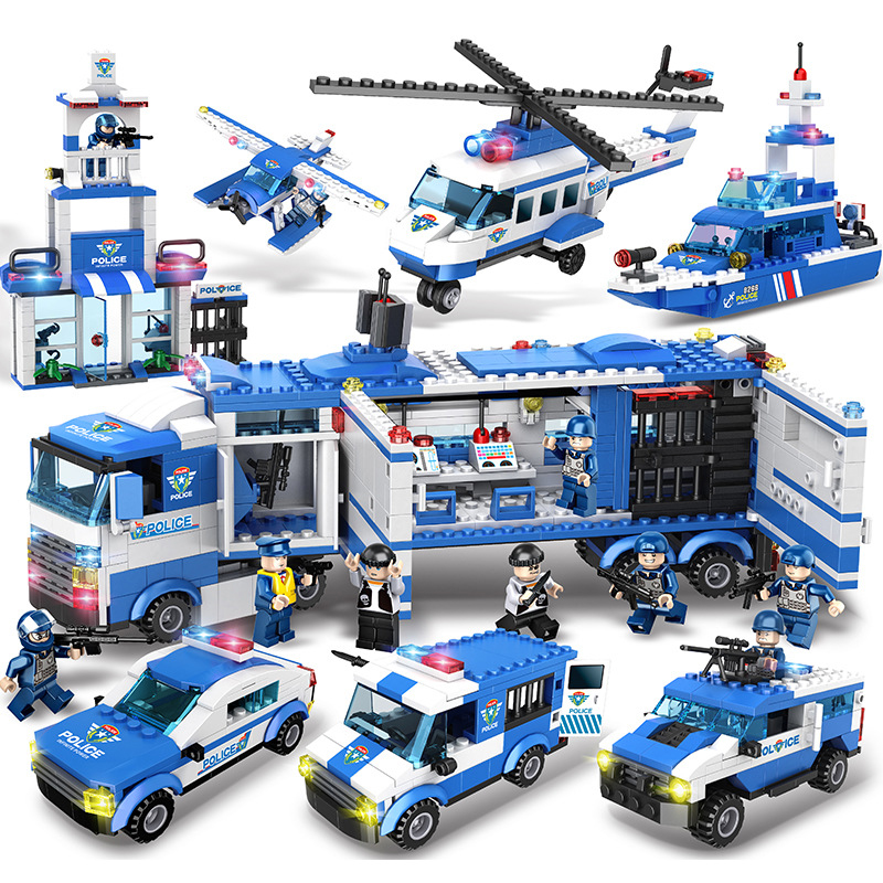 Đồ chơi lắp ráp kiểu lego cảnh sát đặc nhiệm robot / máy bay trực thăng / xe chỉ huy / cảnh sát swat px250