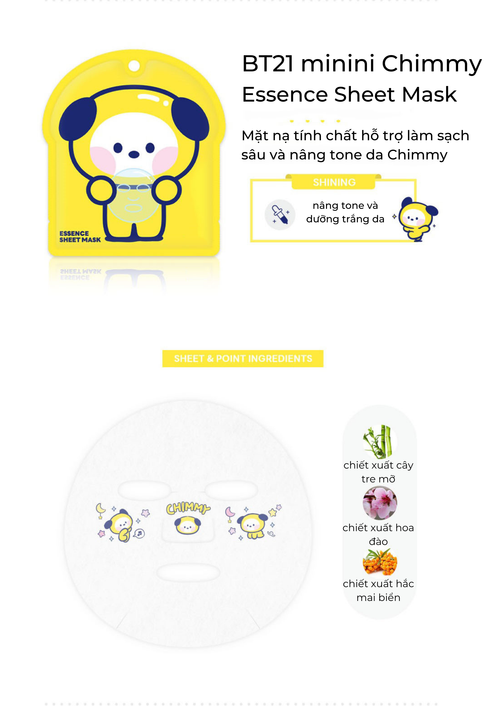 Mặt Nạ Dưỡng Da BT21 Essence Sheet Mask 25g