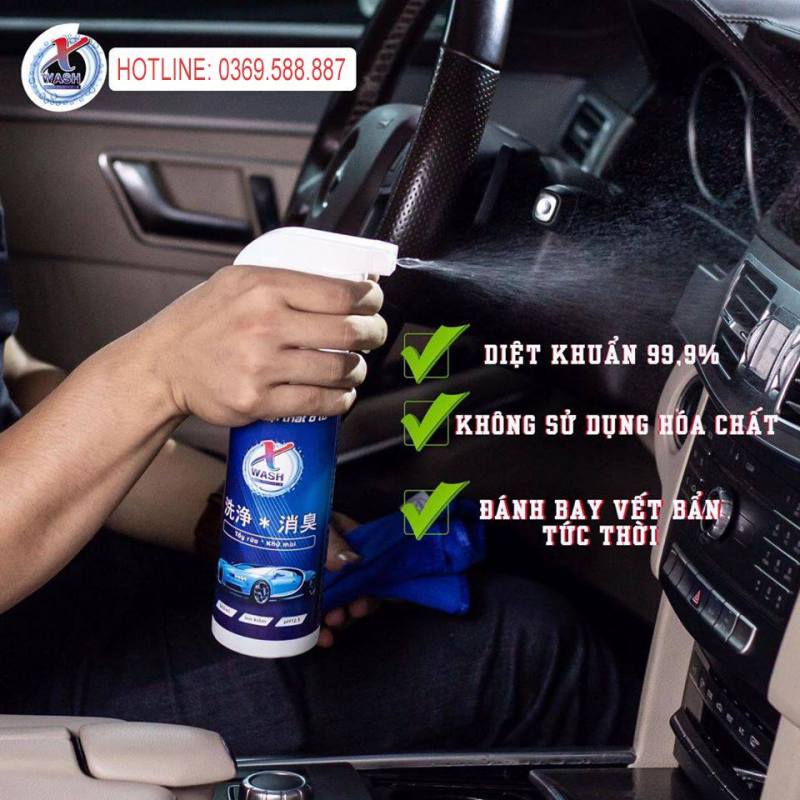 XWASH - Dung Dịch Vệ Sinh Nội Thất Ô Tô Số 1 Nhật Bản Chai 500ml (Làm sạch vết bẩn ố, khử khuẩn, khử mùi không dùng hóa chất)