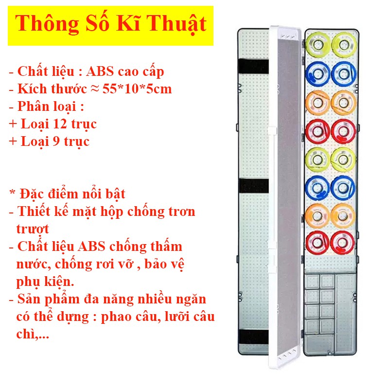 [HÀNG CAO CẤP] Hộp Đựng Phụ Kiện Câu Đài - Hộp đựng phao câu cá ABS đa năng kèm trục Silicon cao cấp HPK