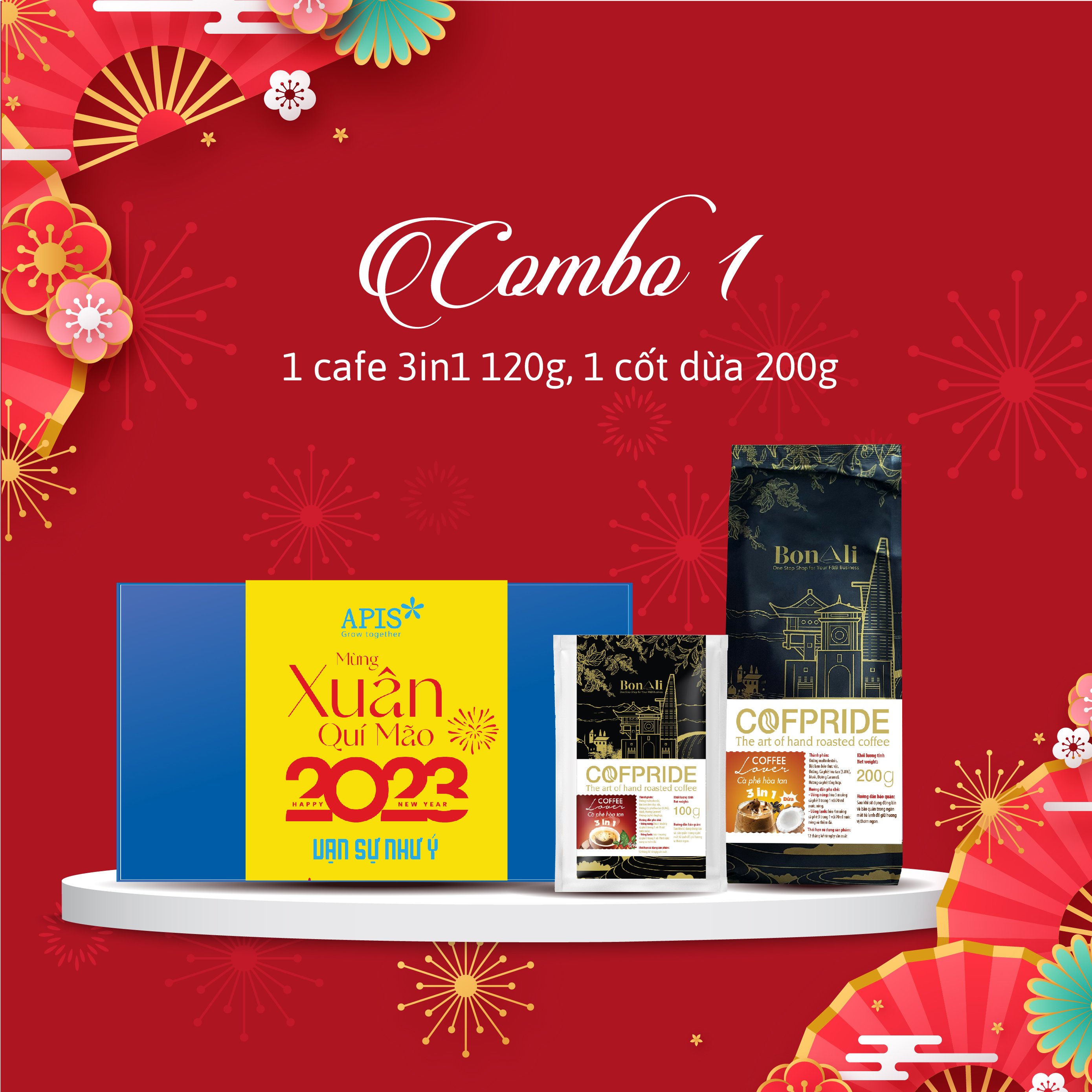 Combo 2 gói cà phê hòa tan 3in1 200g - apis