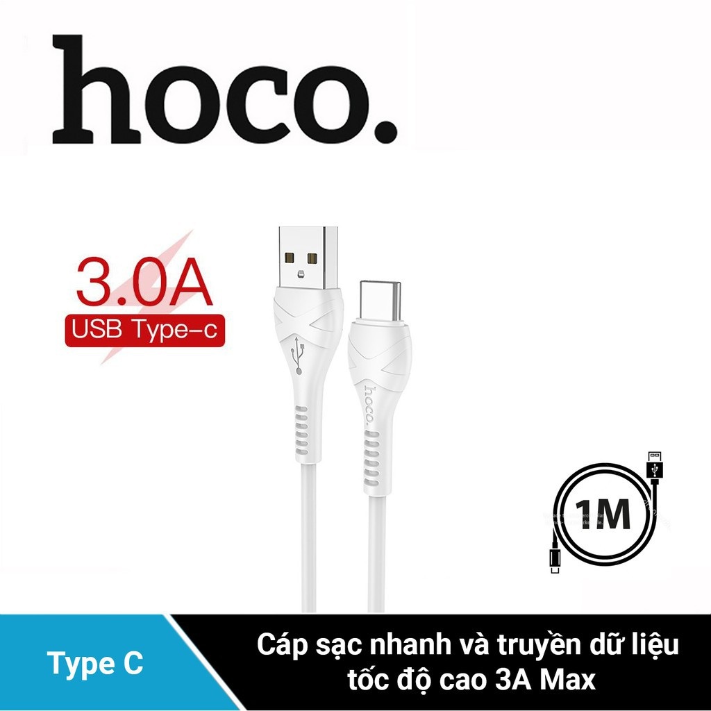 Cáp sạc nhanh 3A truyền dữ liệu Hoco X37 Type-C dây PVC chống rối cho Android dài 1M