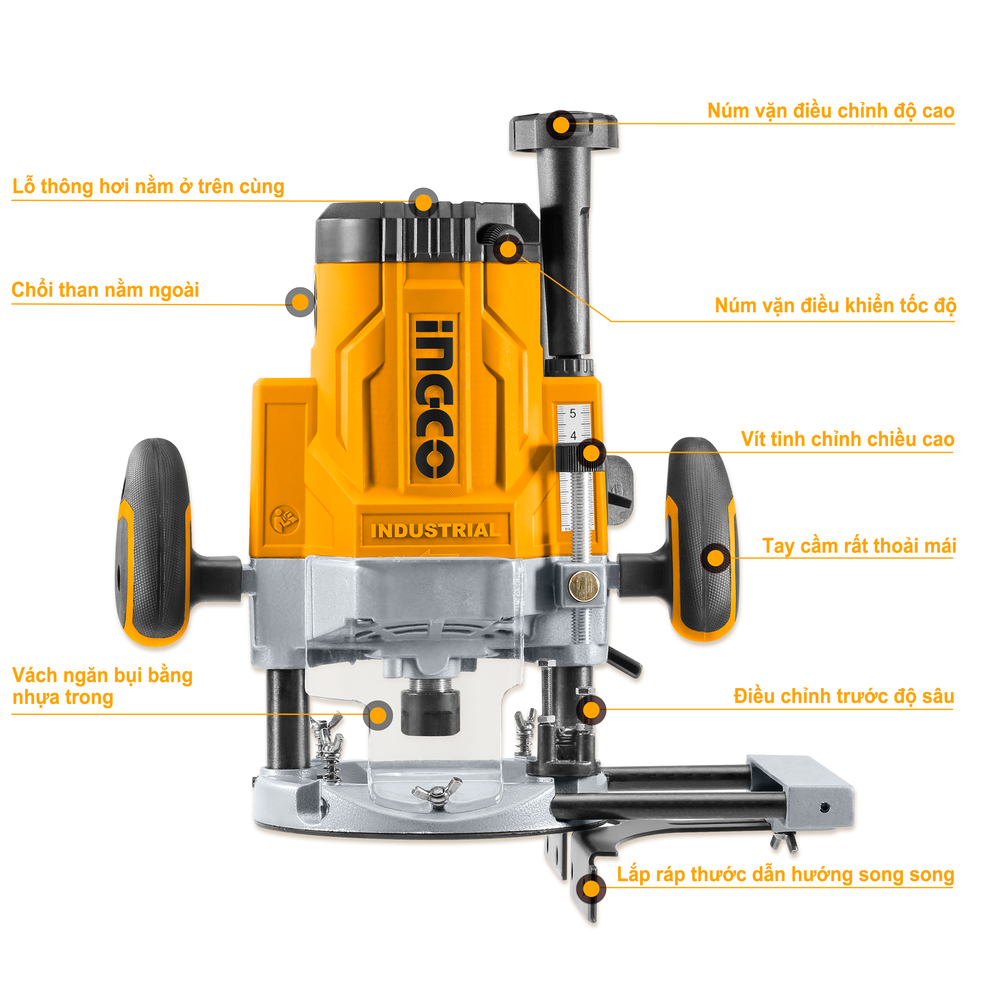 MÁY PHAY GỖ INGCO 2200W 12.7mm RT22008