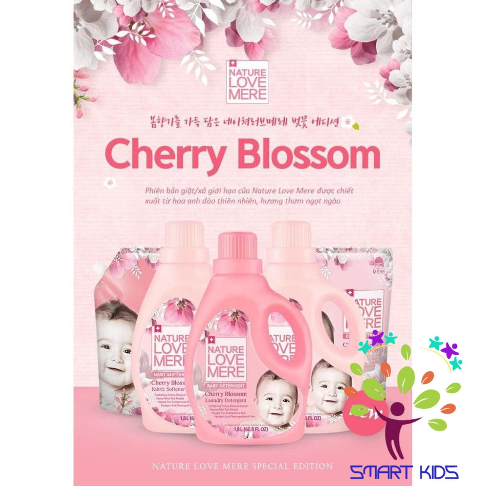 Nước xả Nature Love Mere hương hoa anh đào Cherry Blossom chai 1.8L túi