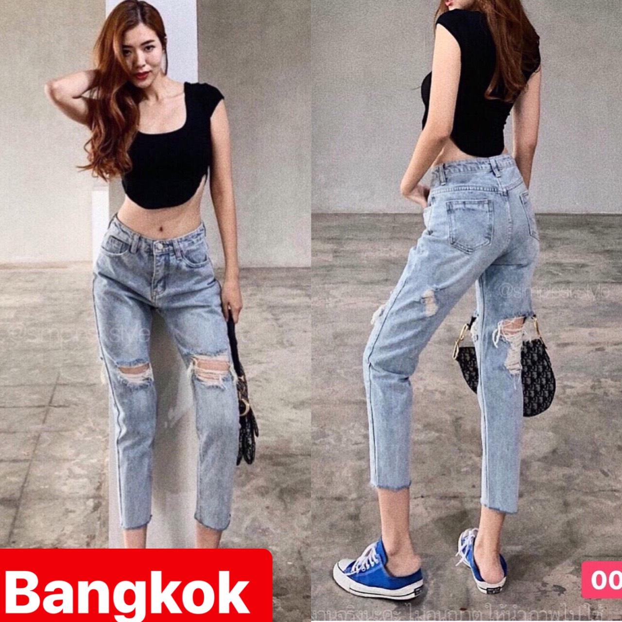 QUẦN JEAN BAGGY NỮ CHẤT BÒ XANH RÁCH ĐÙI SAU LƯNG CAO NÂNG MÔNG HOT TREND THÁI LAN BK-3131 TÝ GOLD 2020