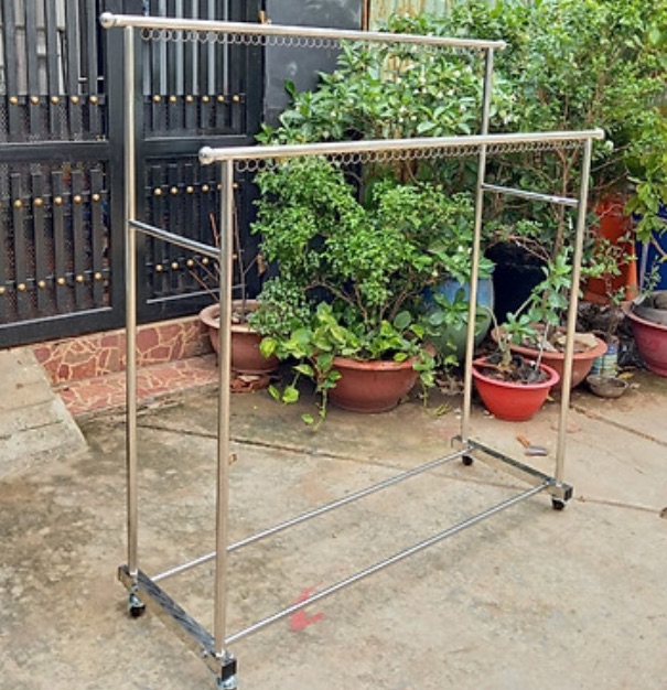 [HCM]Sào phơi đôi inox cao cấp có 2 thanh dưới để đồ