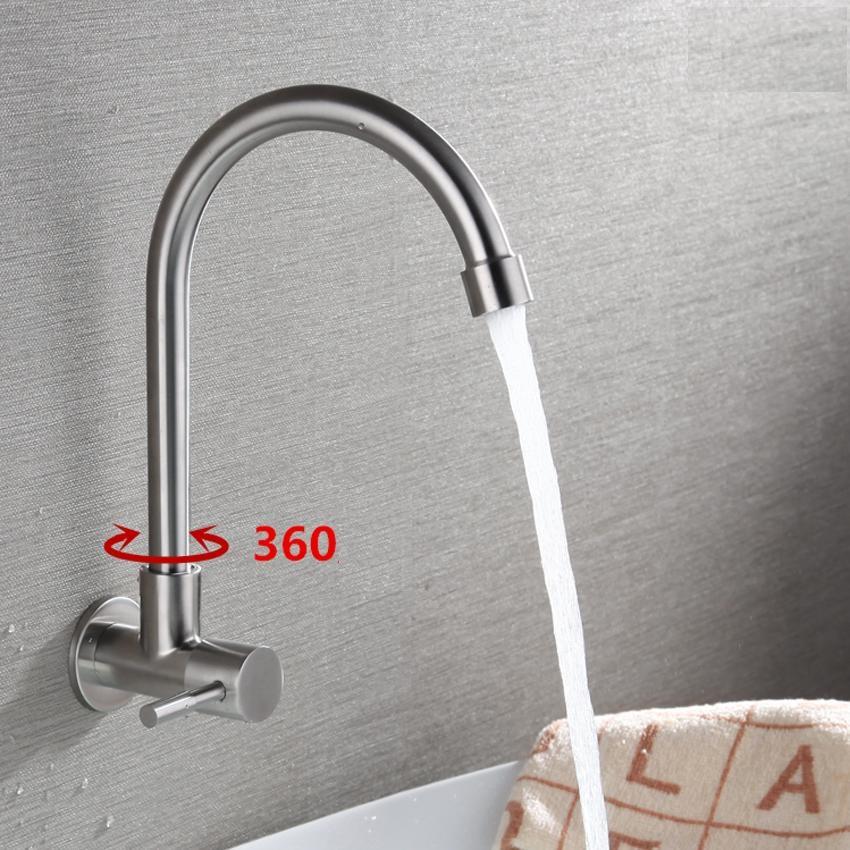 [HCM]Vòi rửa bát cắm tường lạnh Inox 304 cao cấp