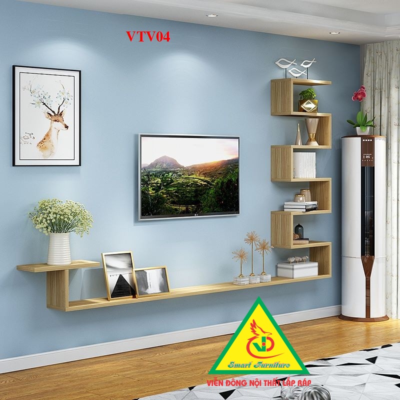 Bộ kệ ti vi treo tường trang trí VKTV04- Nội thất lắp ráp Viendong Adv