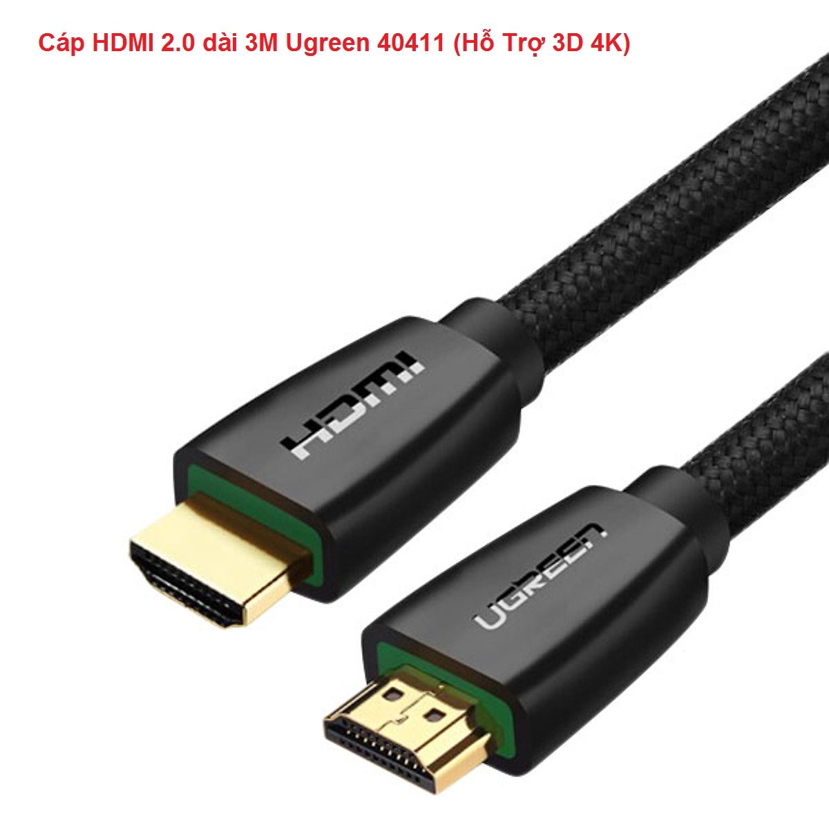 Cáp HDMI 2.0 dài 3M Ugreen 40411 (Hỗ Trợ 3D 4K) Chính Hãng