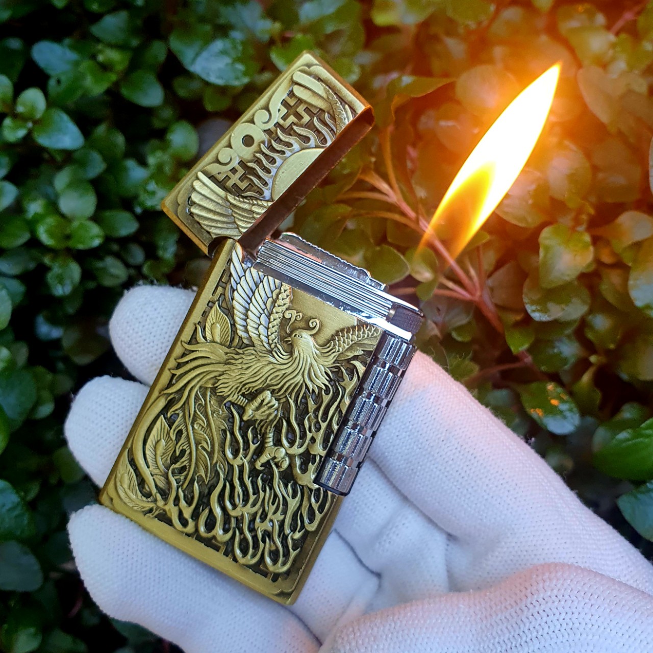 Gas torch DuPont Phoenix flame lighter (gold-silver) gas torch box casual flame lighter