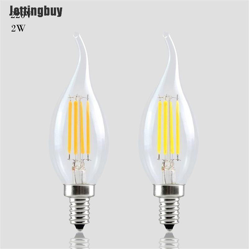 Jettingbuy Dimmable E14 Bulb LED 2W 4W 6W Edison Retro Filament Candle Light 220V 240lm White-2W
