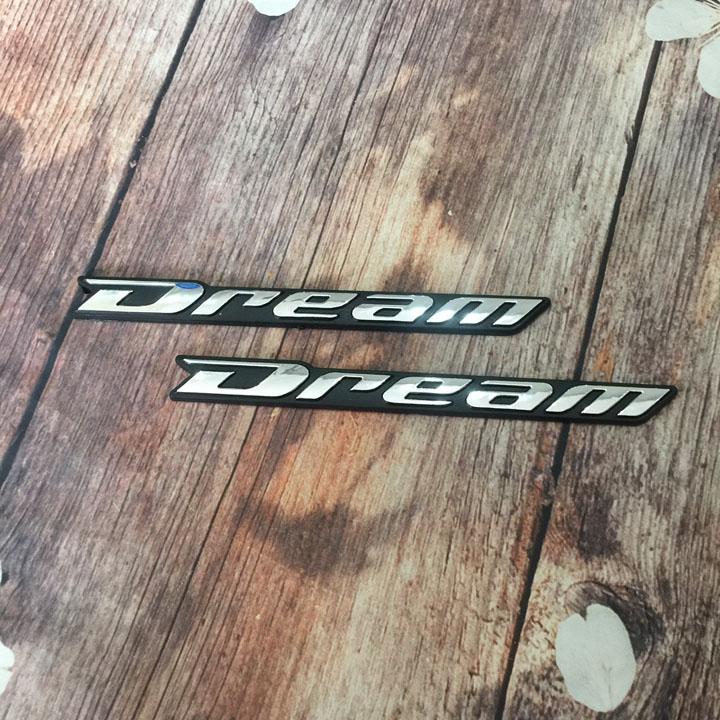 Tem logo chữ nổi xe DREM màu Bạc