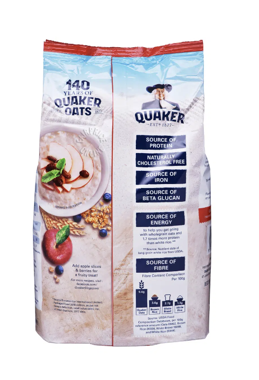 Bột Yến Mạch Quaker 100% Nguyên Cám  - Ăn liền