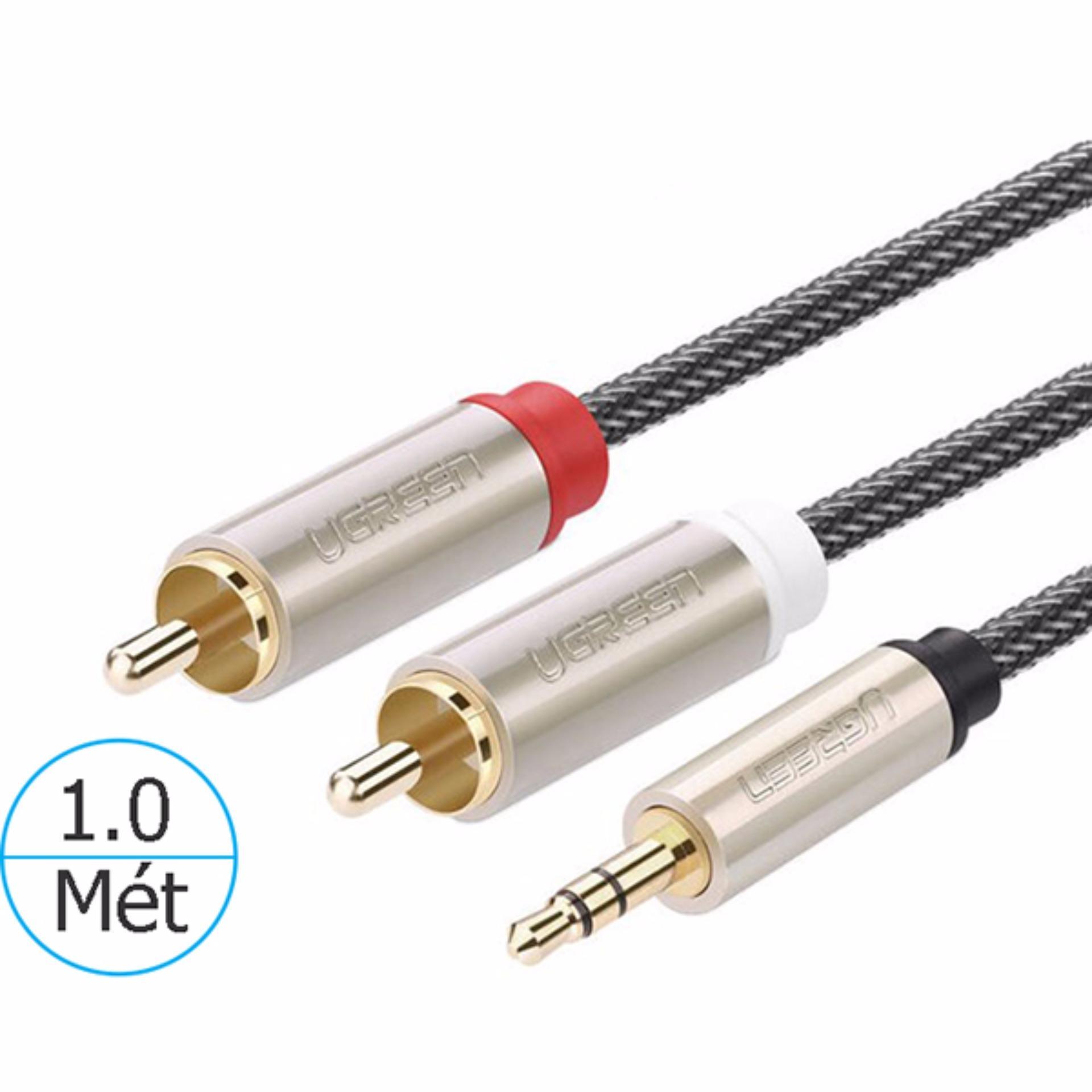 Cáp loa Audio 3.5mm ra 2 đầu hoa sen 1M Ugreen 20821 (Đen)