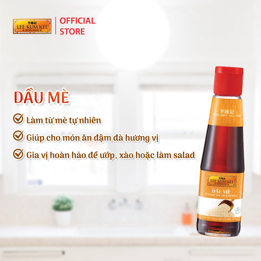 [Đơn 150K Tặng Gói Sốt] Dầu mè LEE KUM KEE SESAME OIL chai thủy tinh 207 ml
