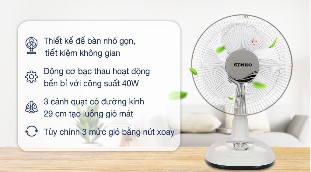 QUẠT BÀN SENKO B1213 ( B3 ) SỐ VẶN