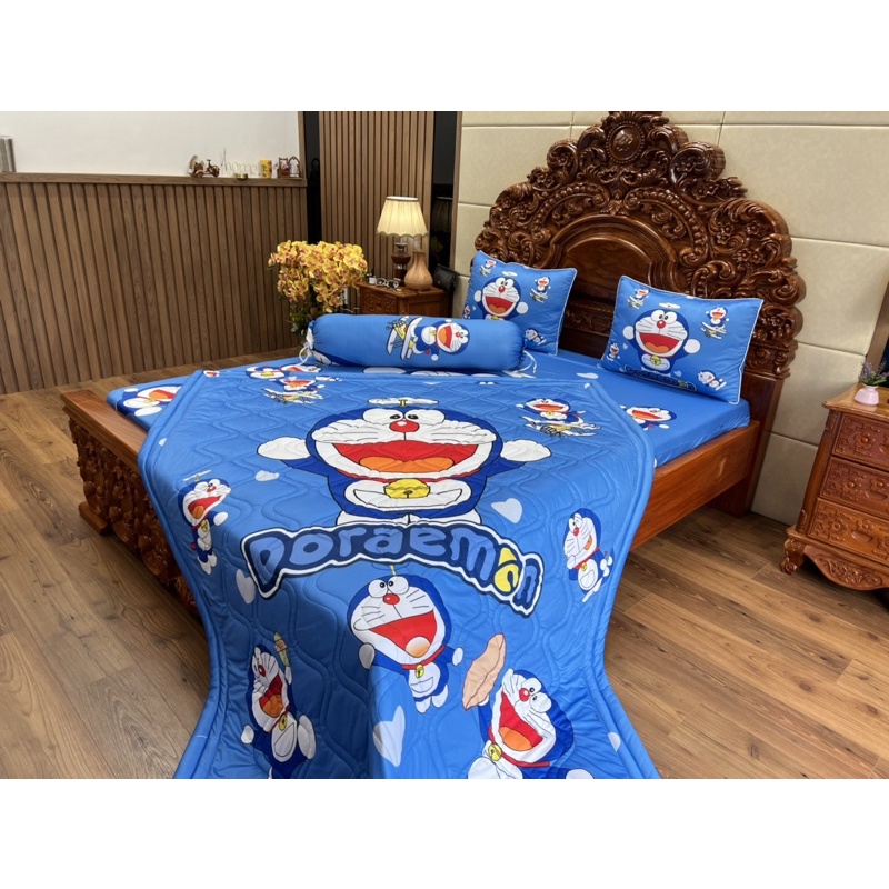 Drap Thun Lạnh 5D Cao Cấp mẫu Doremon