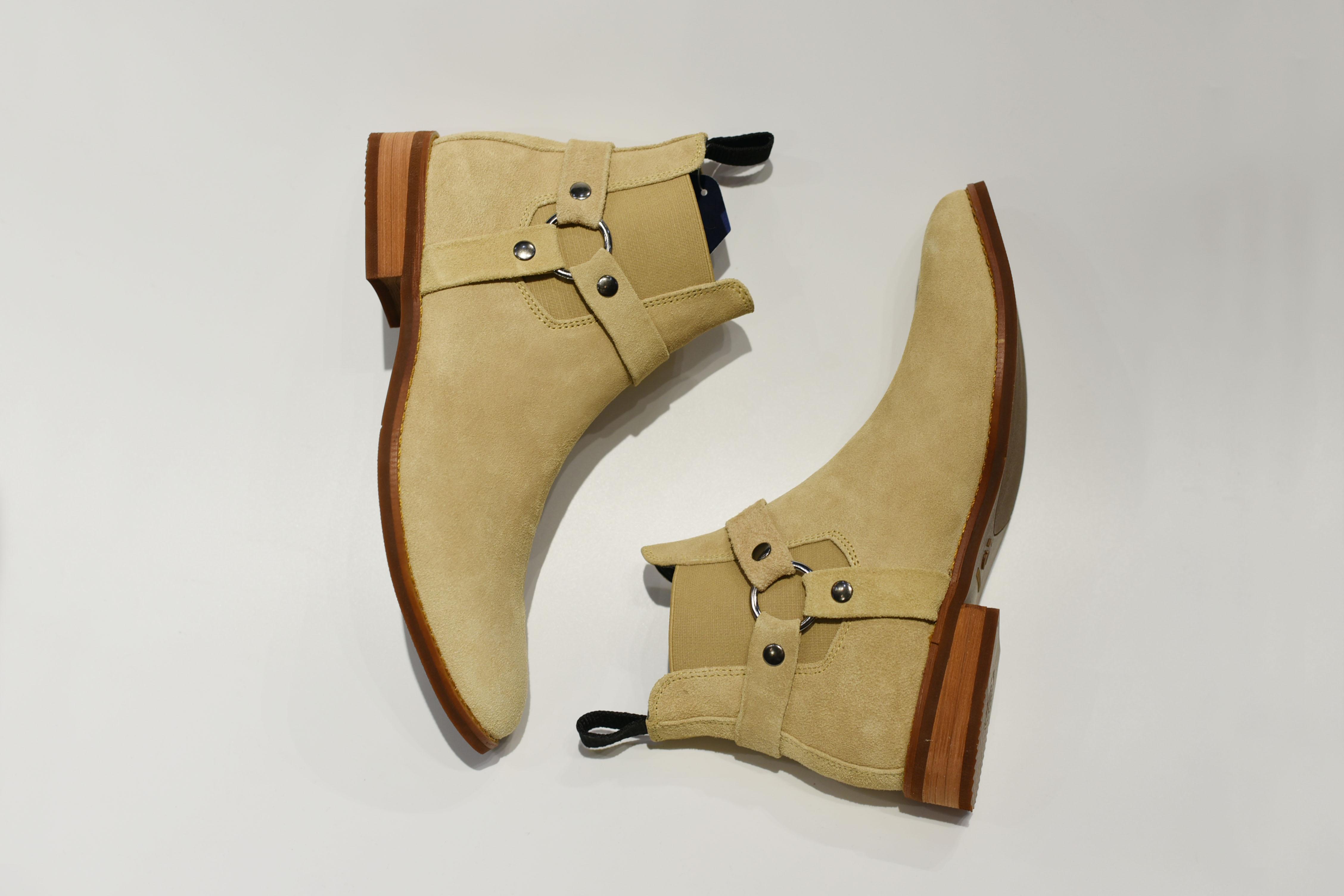 [TATHANIUM Footwear] Giày Chelsea Harness boot màu bò lợt da lộn