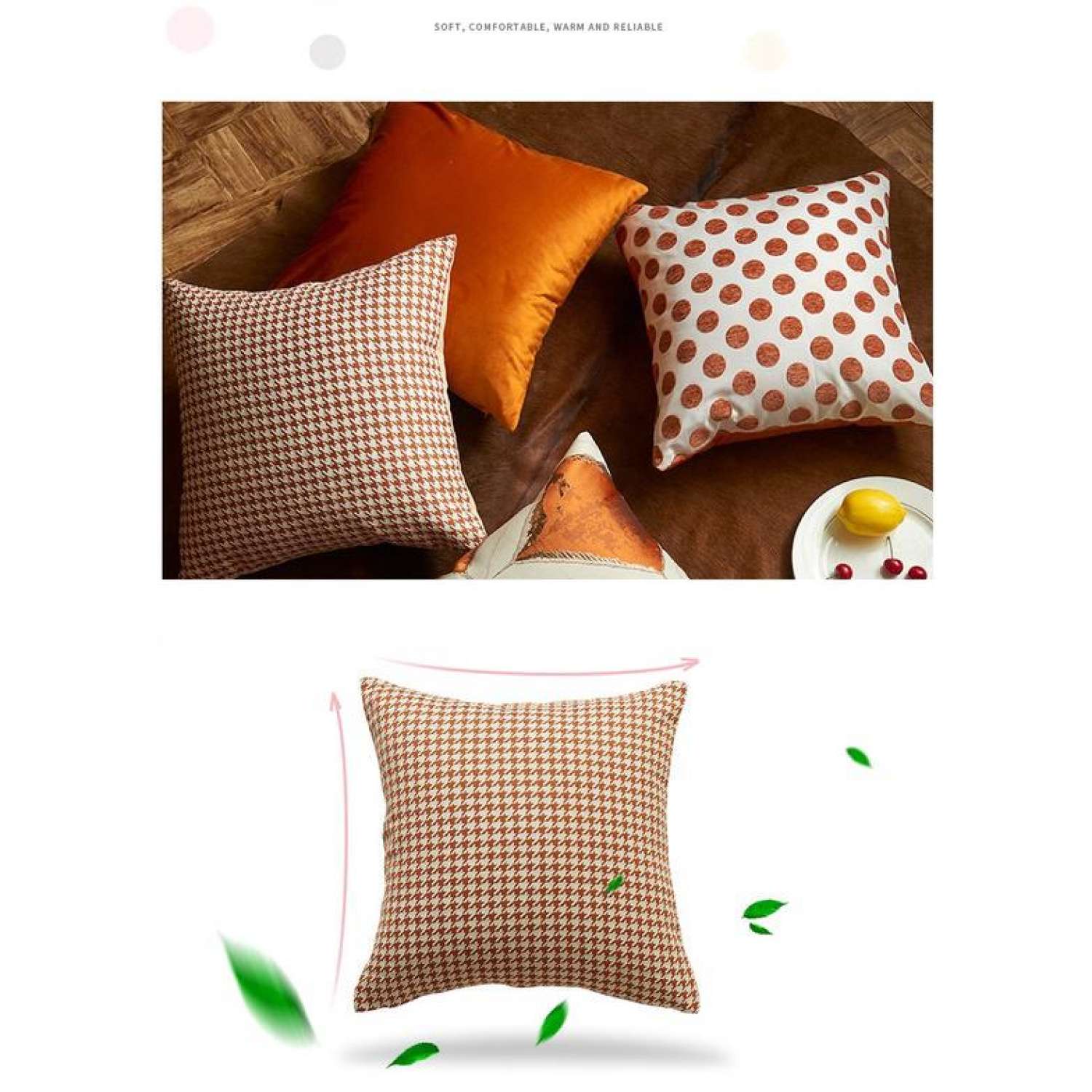 Gối tựa lưng sofa cao cấp tông cam đất Liminho