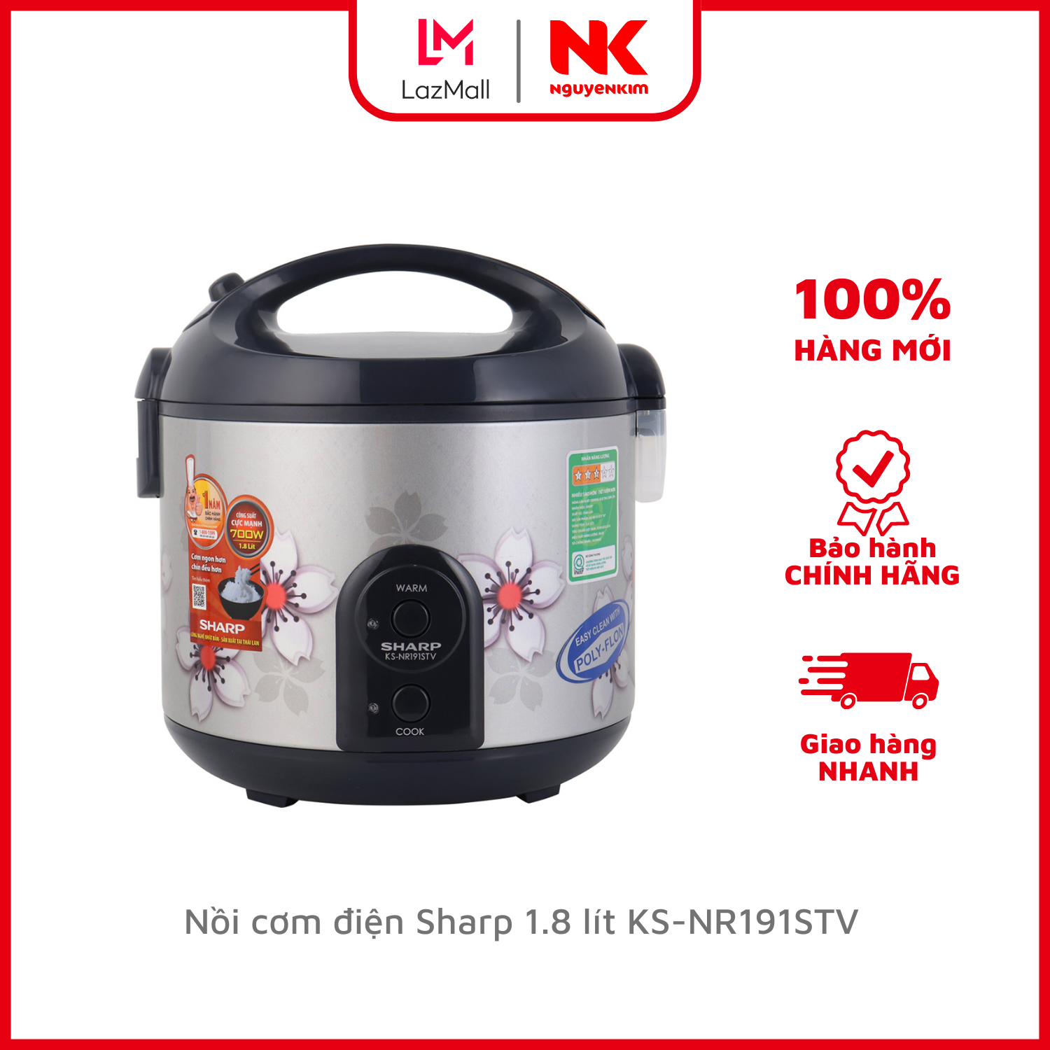 Nồi cơm điện sharp 1.8 lít ks-nr191stv