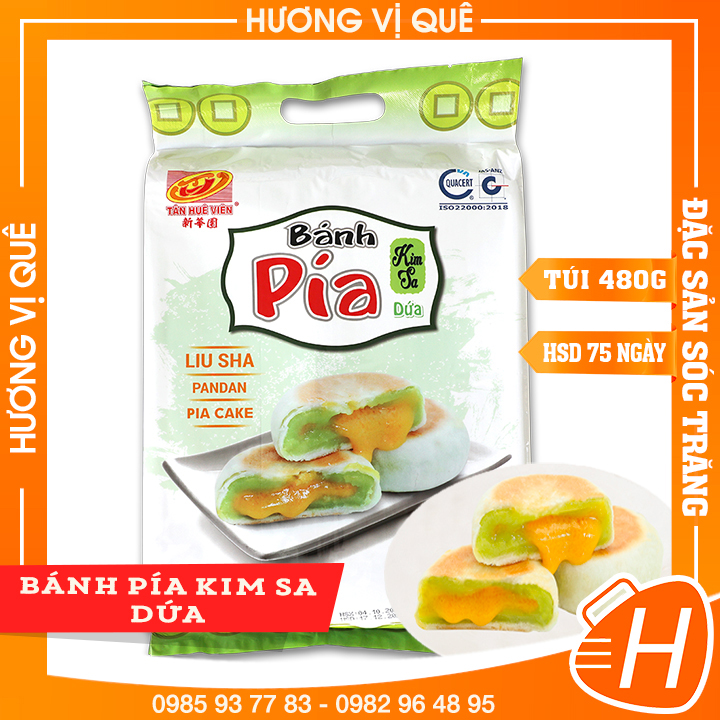 Bánh Pía Kim Sa Dứa Tân Huê Viên - Túi 480g(12 Cái) - Đặc Sản Sóc Trăng