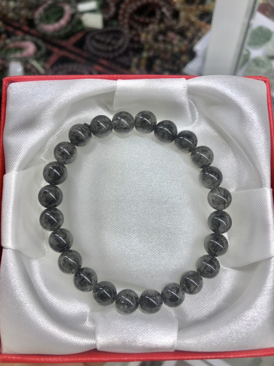 Vòng đeo tay, lắc tay phong thủy đá thạch anh tóc đen