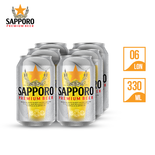 [Quà tặng không bán] Bia Sapporo Premium lốc 6 lon (330ml/lon)