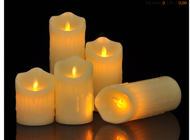 Combo bộ 5 nến điện tử vỏ nhựa chảy đường kính 7,5cm