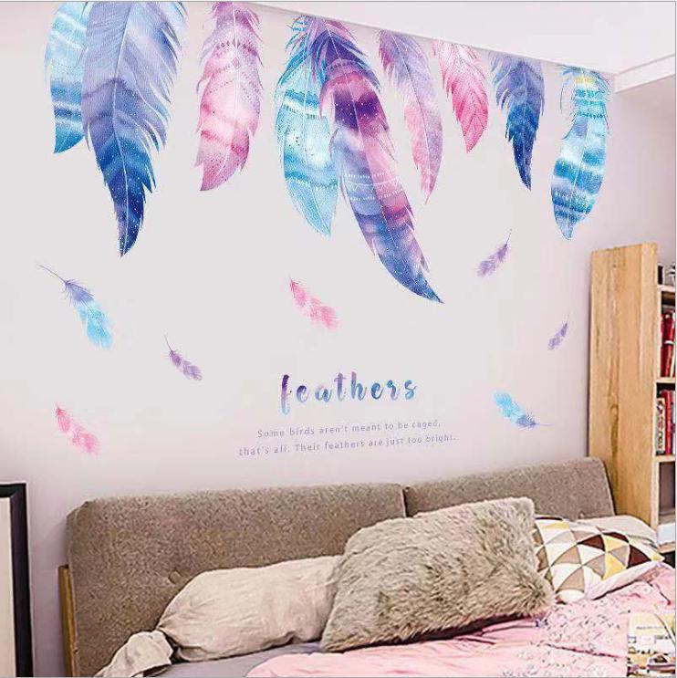 [HCM]Decal dán trang trí phòng ngủ dễ thương - decal lông vũ HCM