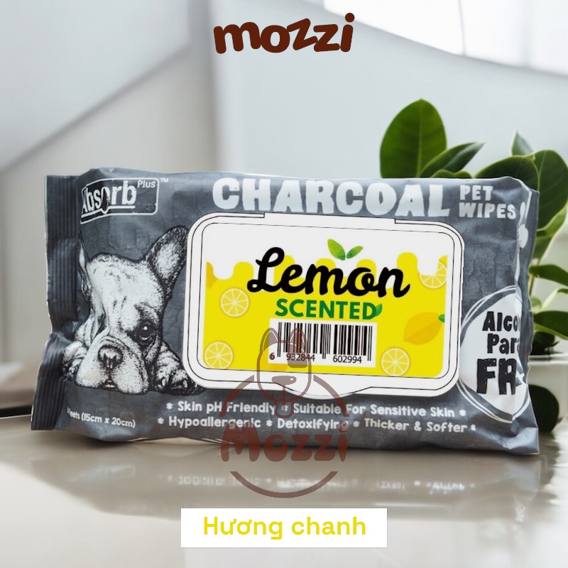 Khăn ướt cho chó mèo Kháng khuẩn than hoạt tính Absorb Charcoal Absolute