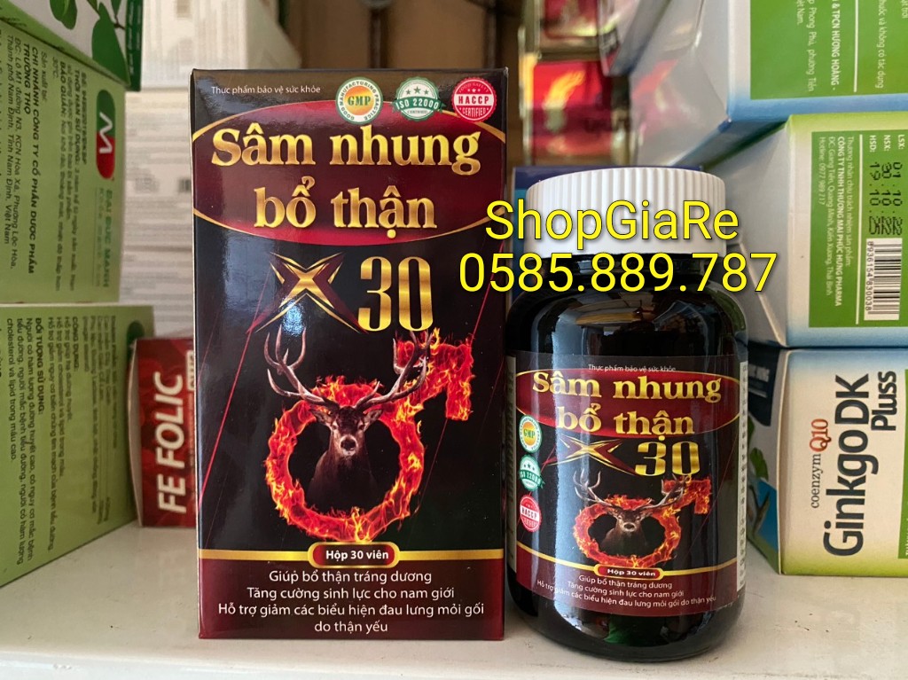 Sâm Nhung Bổ Thận X30 Bổ Thận Tráng Dương Tăng cường s lý Nam giới, bổ thận tráng dương s tinh