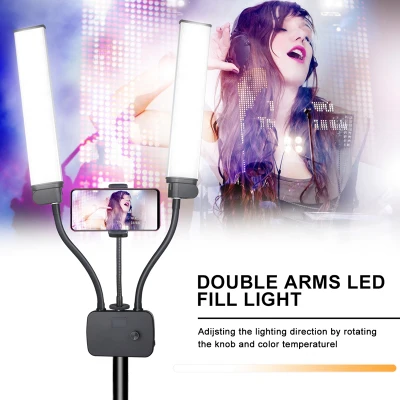 Professional Double Arms Led Light Photo Lighting Video Fill Light Led Makeup Lamp Studio Live Broadcast Lamp-Eu Plug