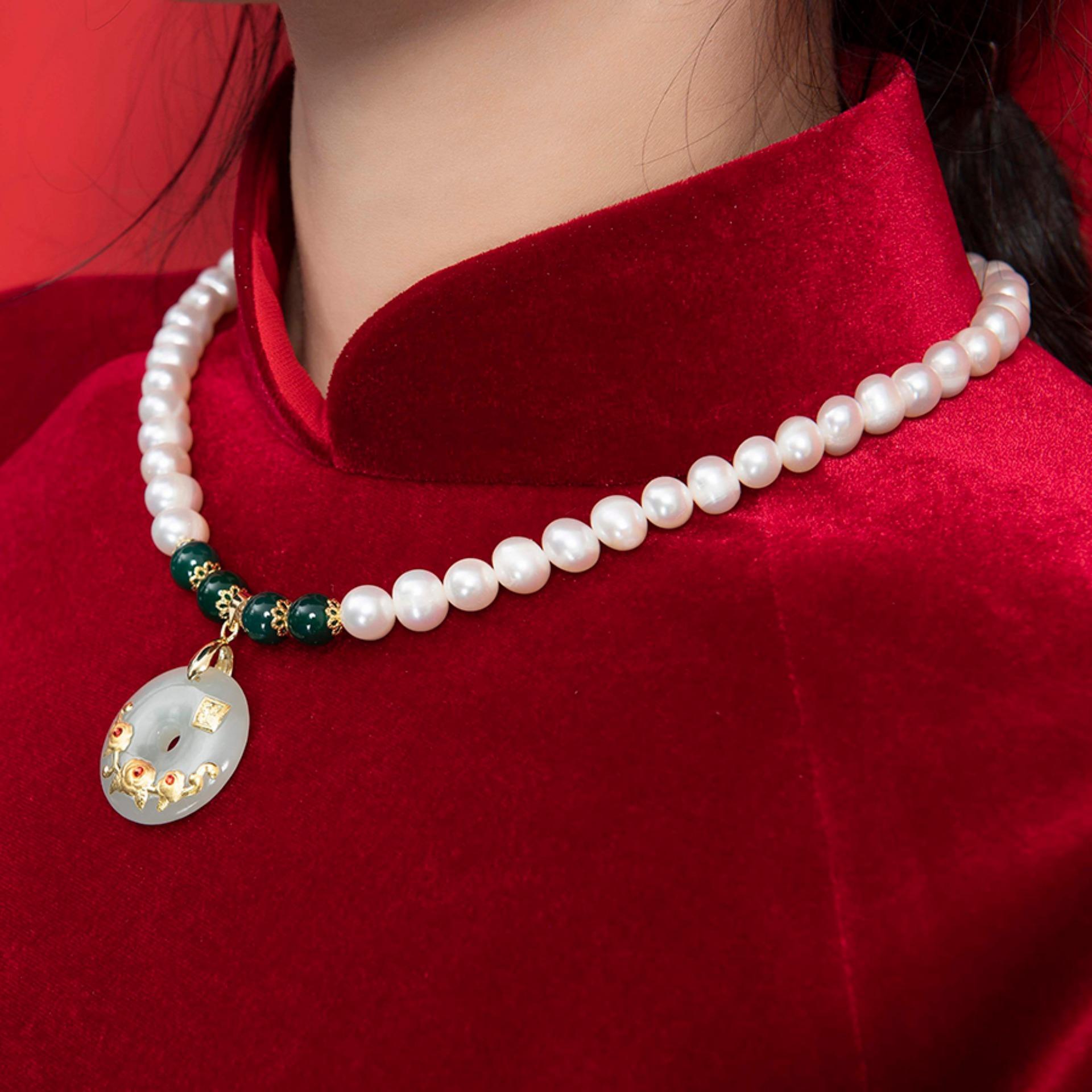 Vòng Cổ Ngọc Trai Tự Nhiên Nước Ngọt Phát Lộc Tài, Vòng Cổ Ngọc Trai Thật Hạt Tròn 8ly, Bảo Hành Trọn Đời - DB1438 - Bảo Ngọc Jewelry