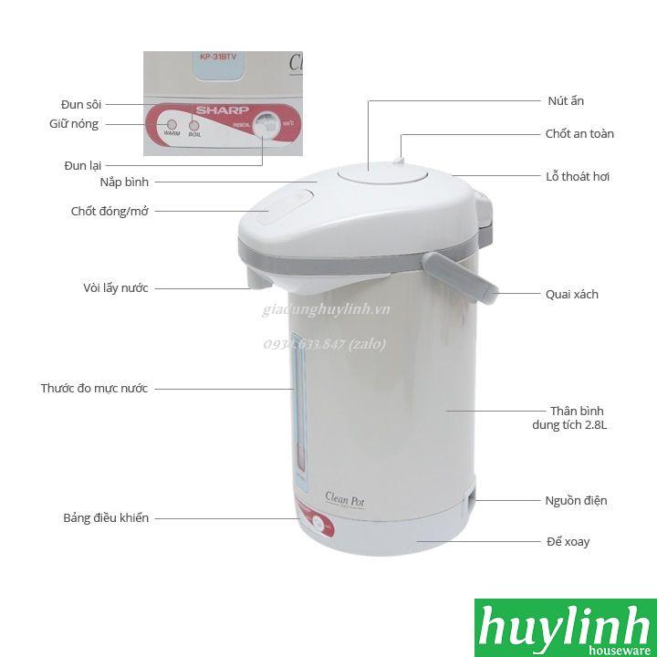 [HCM]Bình thủy điện Sharp KP-31BTV - 2.8 lít - Thái Lan