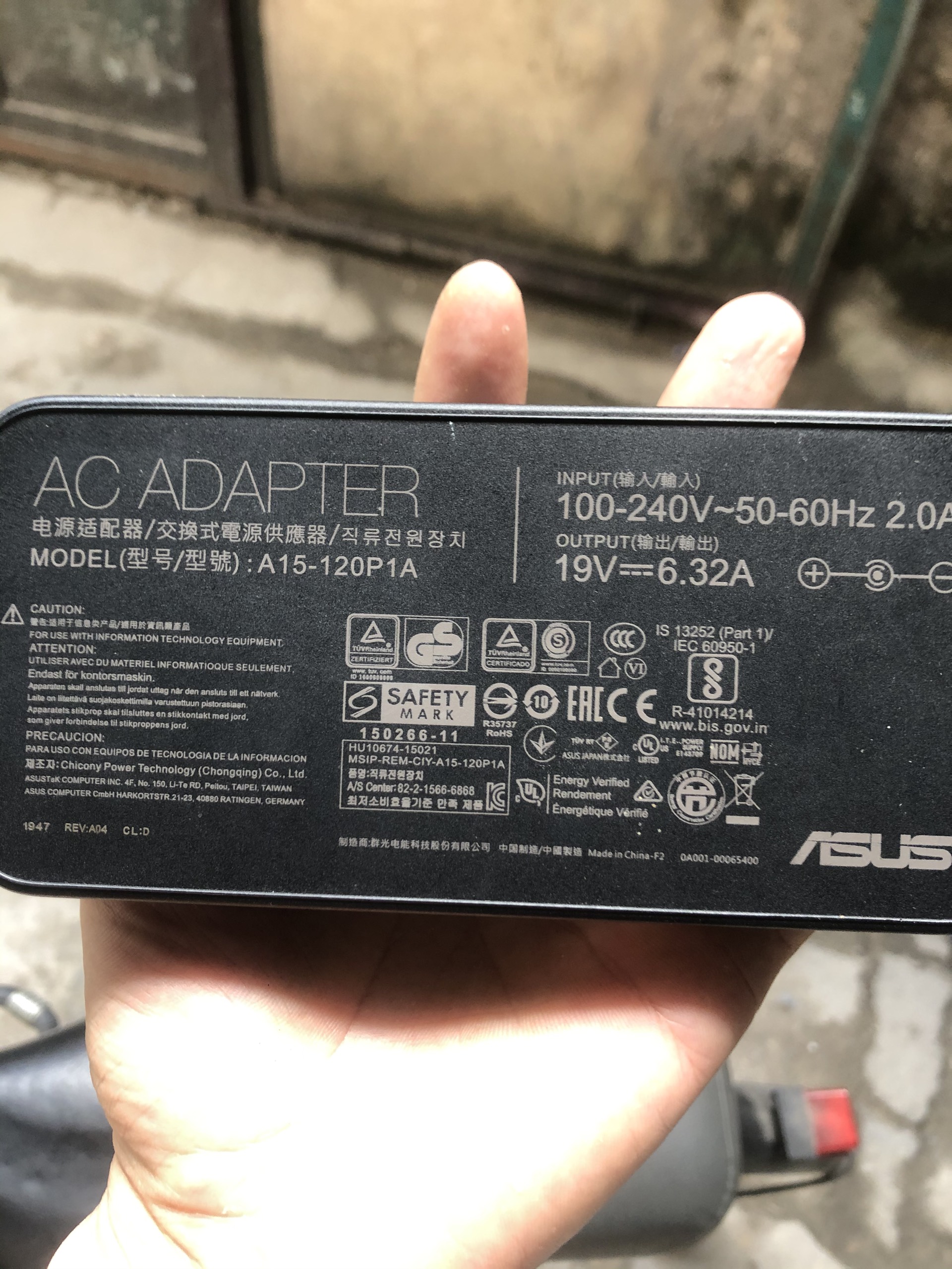 Sạc laptop Asus 19V 6.32A Model A15-120P1A