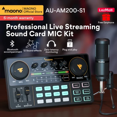 MAONO AM200-S1 Sound Card Microphone Set Professional Live Broadcast Sound Card Mixer for Mobile Phone Computer PC Youtube Tik-Tok