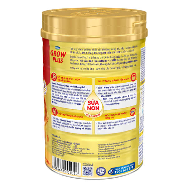 Sữa Dielac Grow Plus 1+, 1-2 tuổi, (sữa non ) 850g