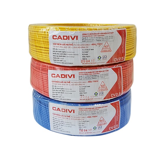 Dây điện cadivi cv. bảng giá dây caidivi 2022