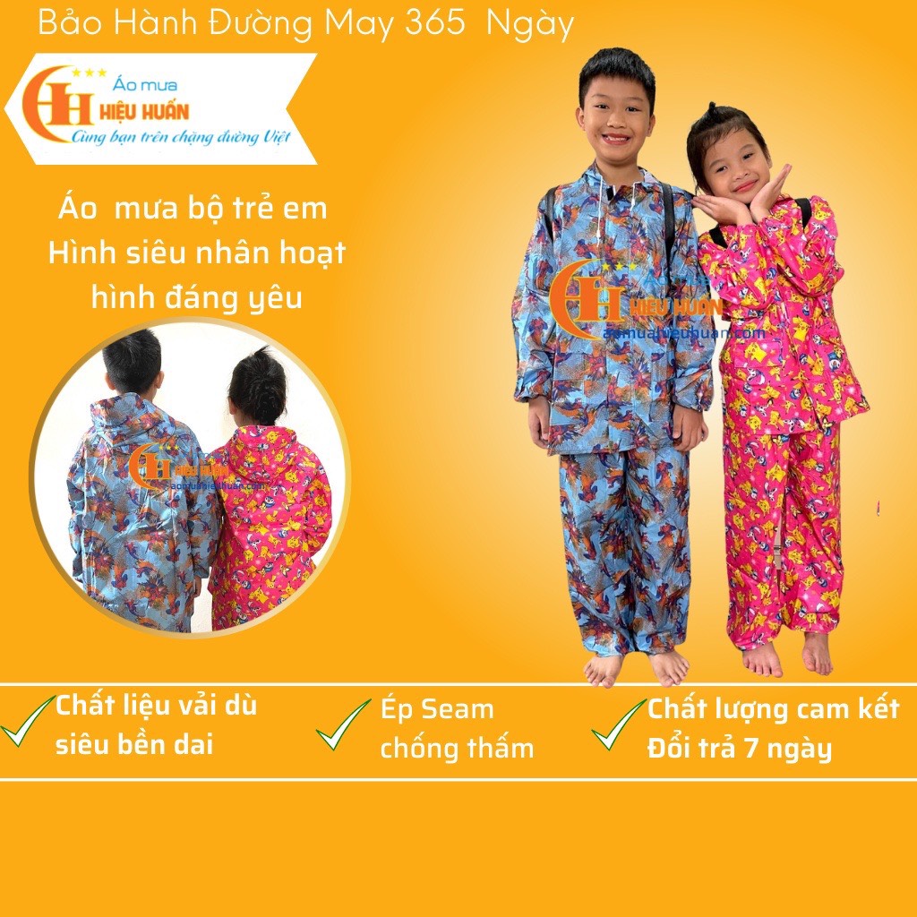 Áo Mưa Cho Bé, Áo Mưa Bộ Trẻ Em chất liệu vải dù siêu dai, siêu bền, chống rách áo mưa