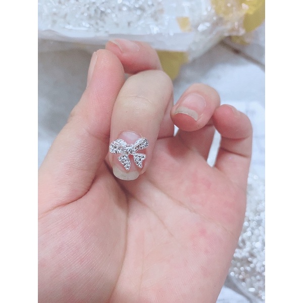 Charm nơ kim loại gắn móng nail phụ kiện gắn móng