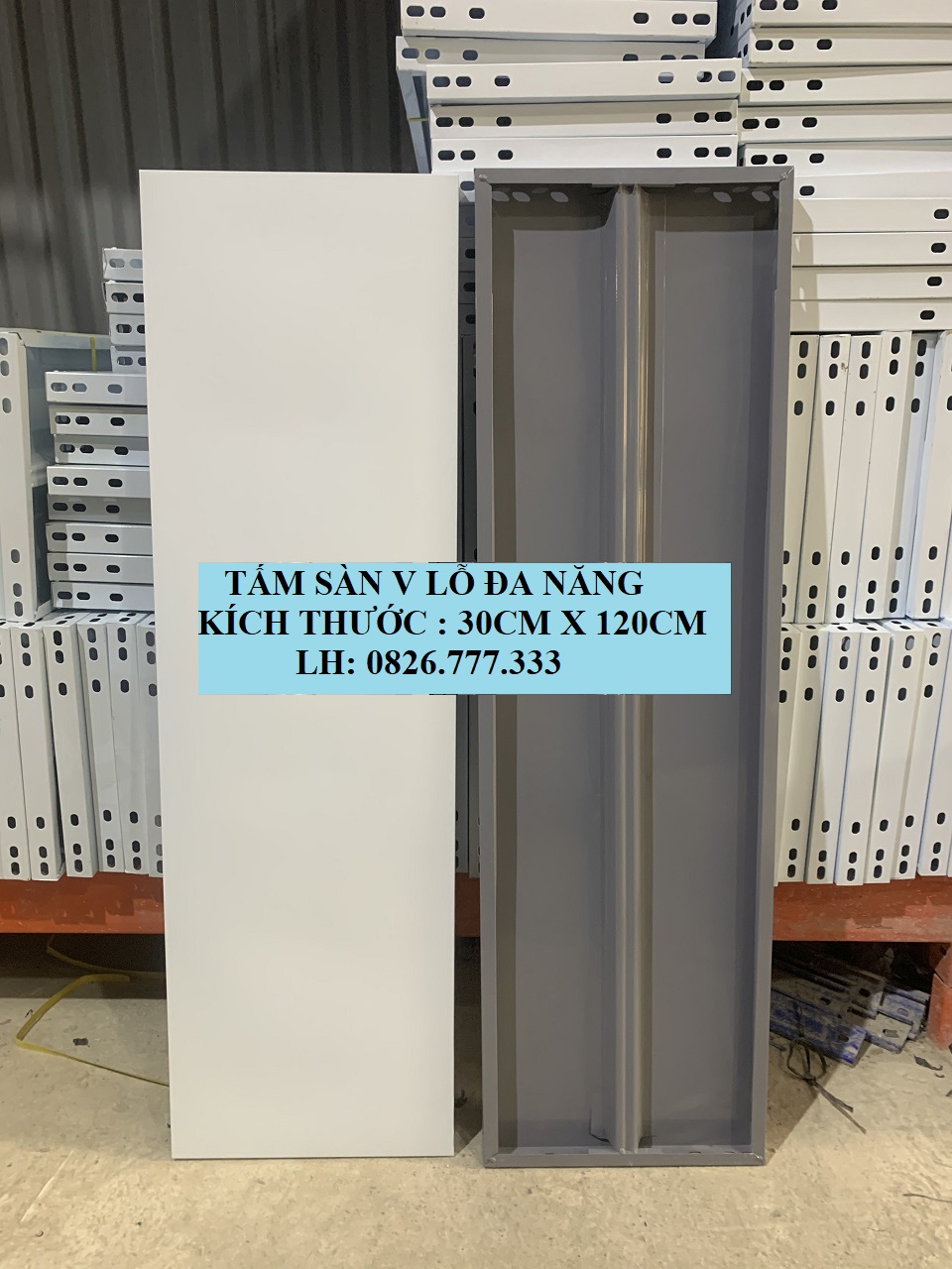 Mâm sàn kệ sắt v lỗ 30cm x 120cm