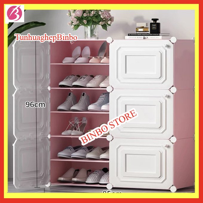 Tủ nhựa để giày dép kiểu mới 2 ô, 3 ô chia làm 4 ngăn, 6 ngăn (chia ô) để được 12 đôi giày , nhiều màu lựa chọn chất liệu từ nhựa polime