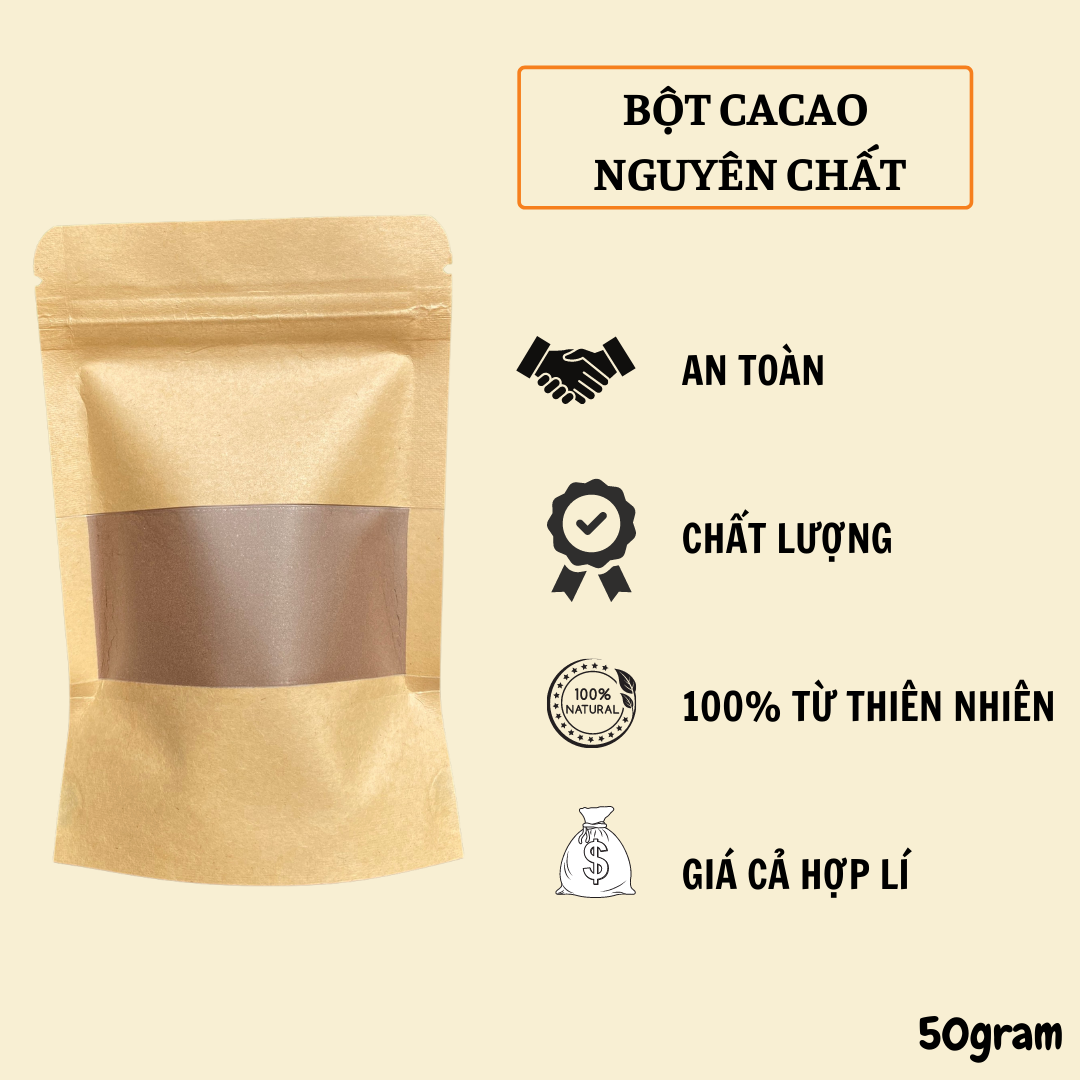 Bột CaCao Nguyên Chất dùng thử - 50gram