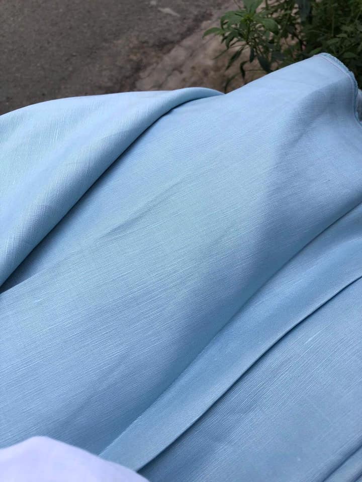 Vải linen ướt sky blue